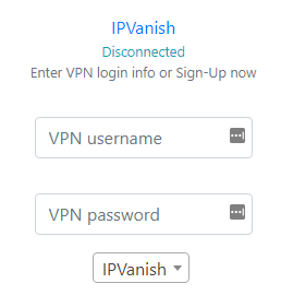 IPVanish FlashRouter Privacy App - Enter Username and Password