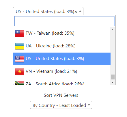 FlashRouter Privacy App - Sort NordVPN Server by Least Loaded