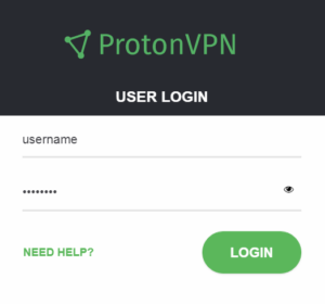 ProtonVPN login page