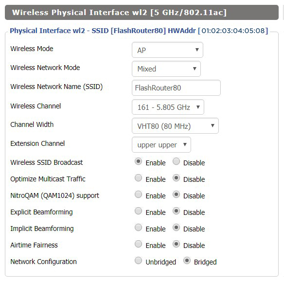 View AC5300 DD-WRT FlashRouter 5GHz #2 Settings