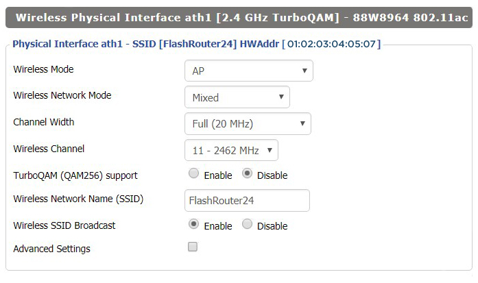 View WRT32X DD-WRT FlashRouter 2.4GHz Settings