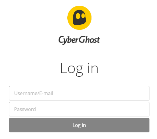 Iniciar sesión en el sitio web de Cyberghost