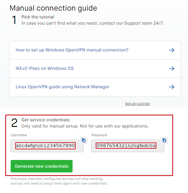 FlashRouters Privacy App - SurfShark OpenVPN Specific Username and Password