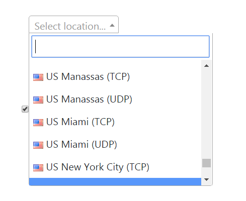 Select Surfshark Server Dropdown in DD-WRT FlashRouters Privacy App