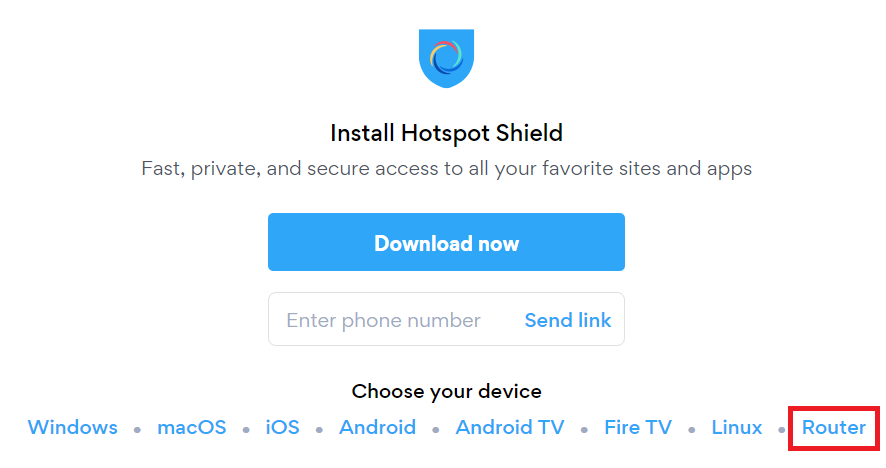 Hotspot Shield - Select Router