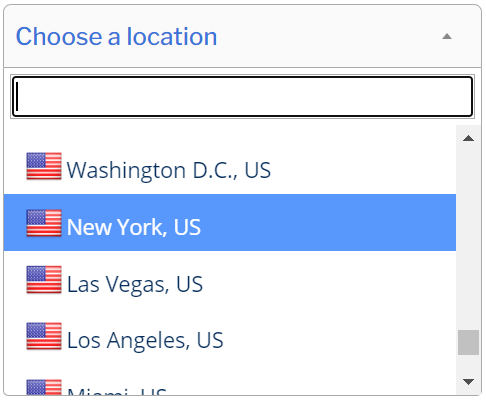 Select the StrongVPN Wireguard server location