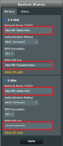Change WiFi name and password on Asus
