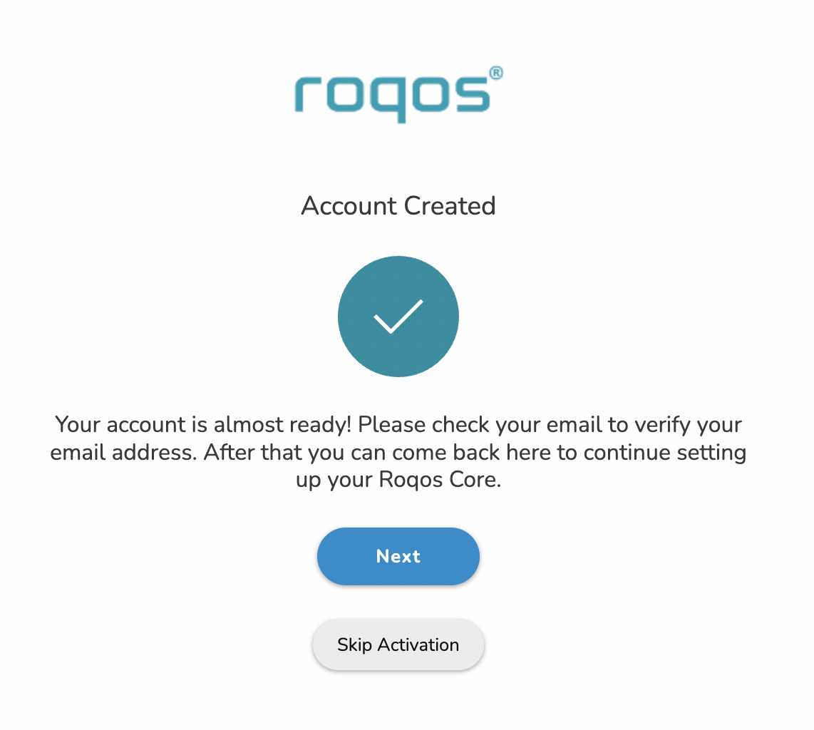 Roqos Core Internet Setup and Activation