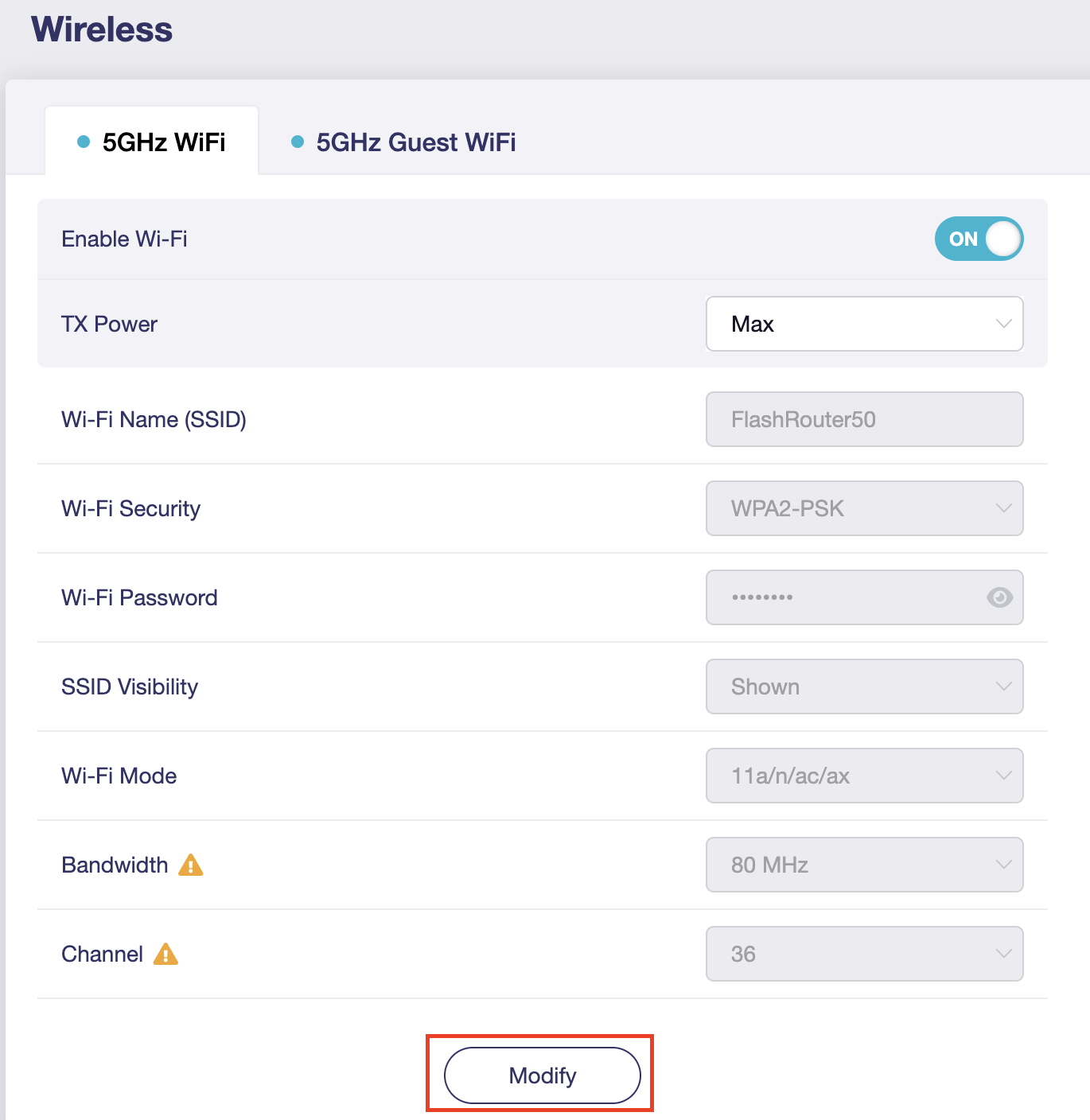 Flint/Slate Change WiFi name and password