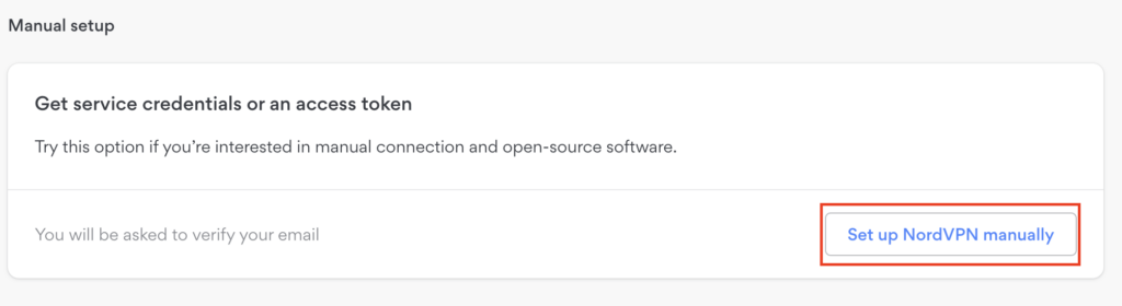 NordVPN setup manually verify email