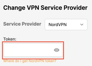 Privacy Hero enter NordVPN token