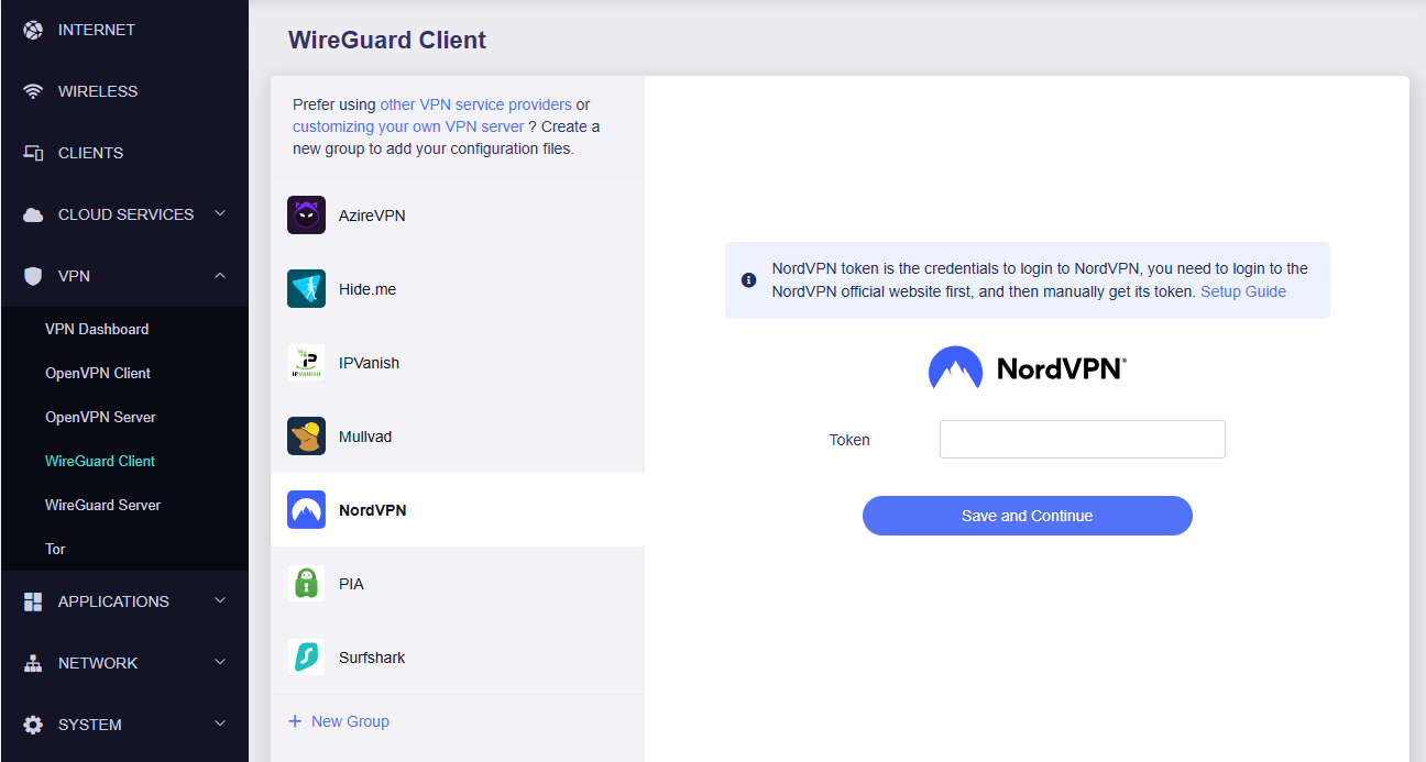 GL-MT6000-Admin-Panel GLiNet NordVPN Wireguard