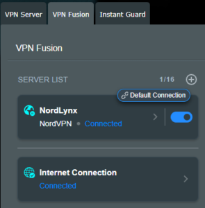 VPNFusion-Nordlynx-Connected VPN Fusion NordLynx Connected
