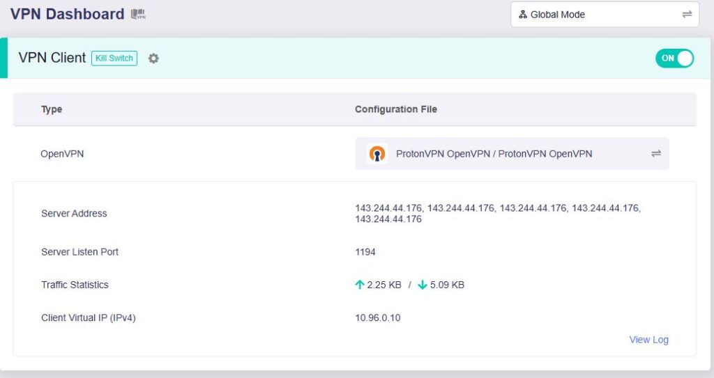 ProtonOpenVPN Dashboard